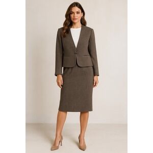 Acquisition Skirt Suit Womens 11/12 Green‎ Wool Tweed Jacket Preppy Classic VTG